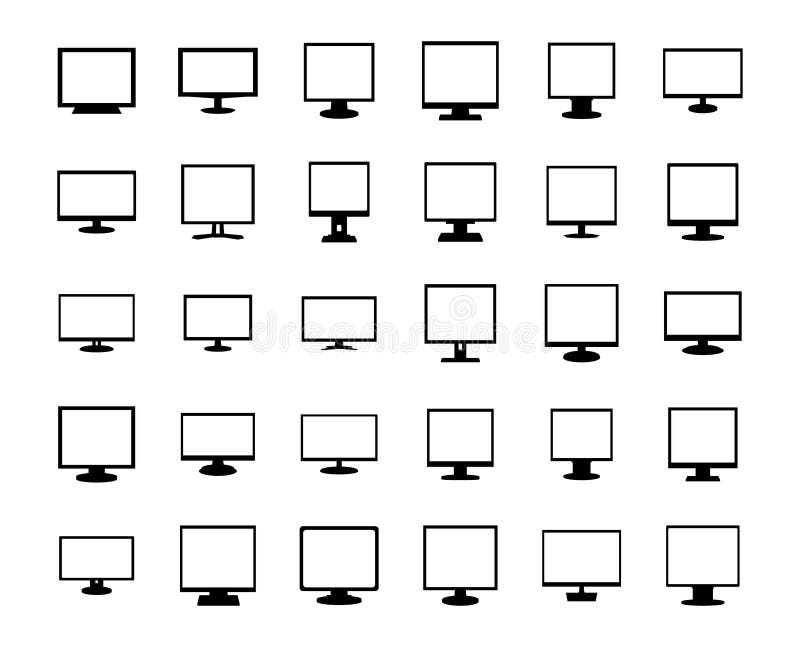 Computer monitor icons set. Isolated on white background. Vector EPS10. Computer monitor icons set. Isolated on white background. Vector EPS10.