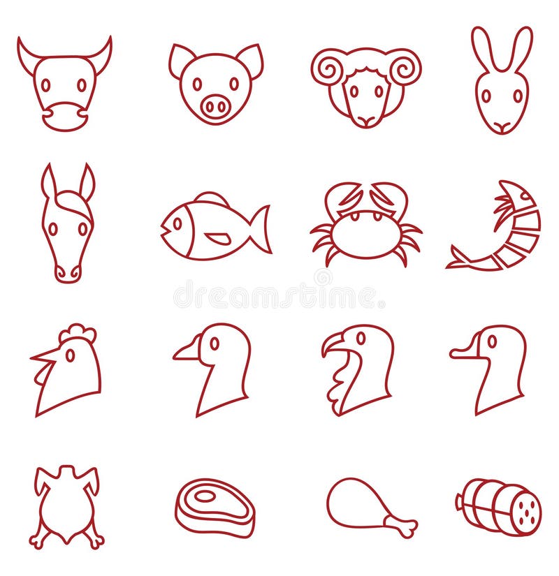 Icônes de viande illustration stock Icônes de viande illustration stock