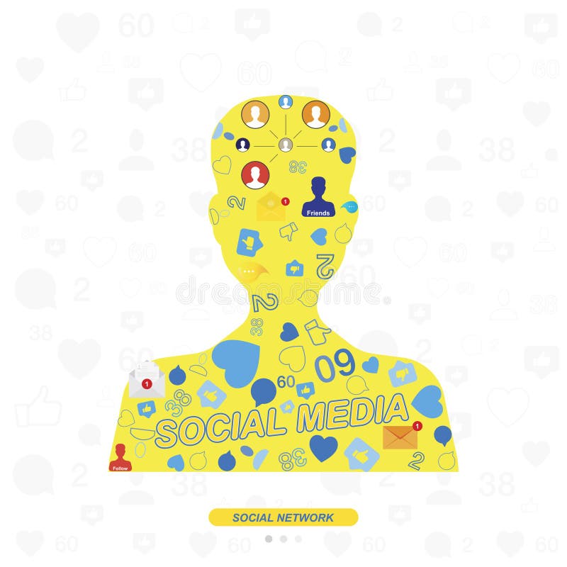 Icônes des réseaux sociaux et symboles des avis sur le fond de la silhouette de l'avatar Illustration plate illustration stock Icônes des réseaux sociaux et symboles des avis sur le fond de la silhouette de l'avatar Illustration plate illustration stock