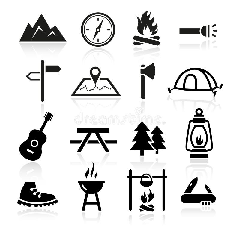 Icônes extérieures de camping illustration libre de droits Icônes extérieures de camping illustration libre de droits