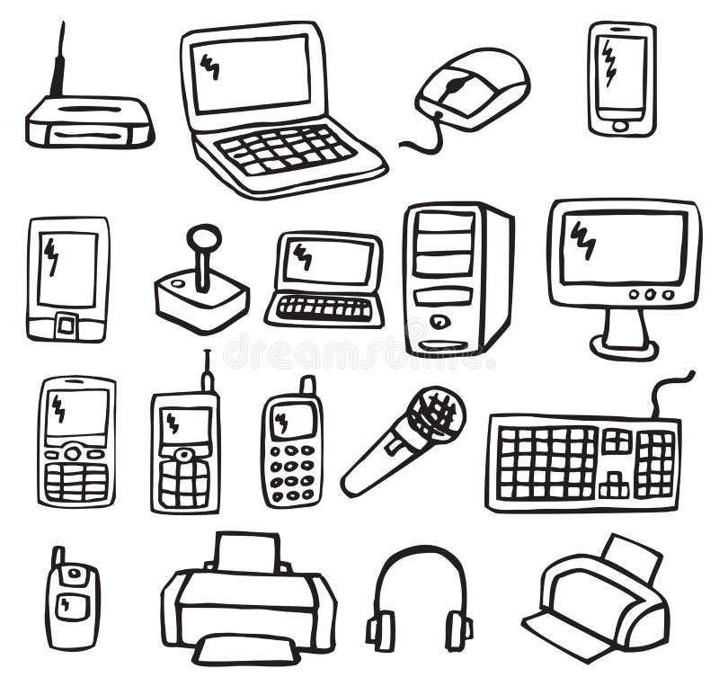 Vector hand drawn electronic icons. Vector hand drawn electronic icons