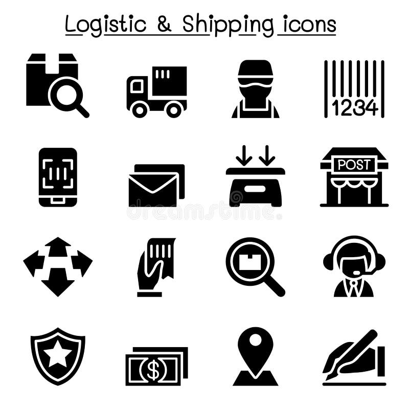 Icônes logistiques, de la livraison et d'expédition illustration de vecteur Icônes logistiques, de la livraison et d'expédition illustration de vecteur
