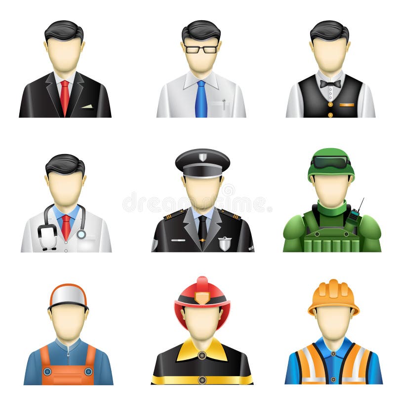 Icônes masculines du travail illustration stock Icônes masculines du travail illustration stock