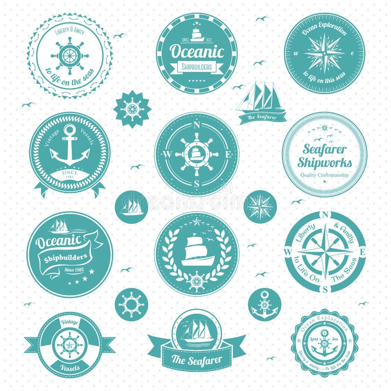 A vector illustration of nautical icons. A vector illustration of nautical icons