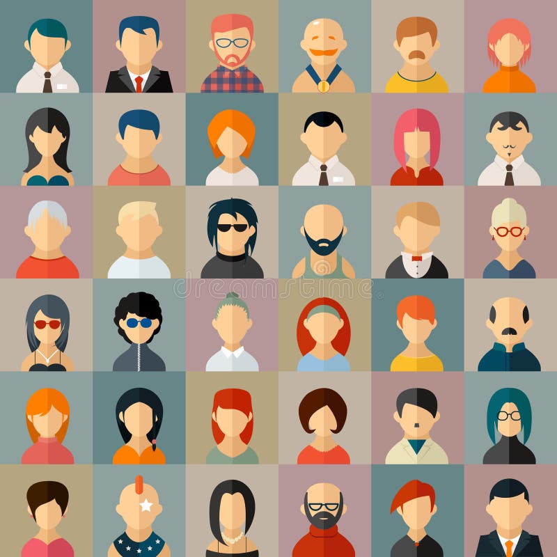 Icônes plates d'avatar de caractère de personnes