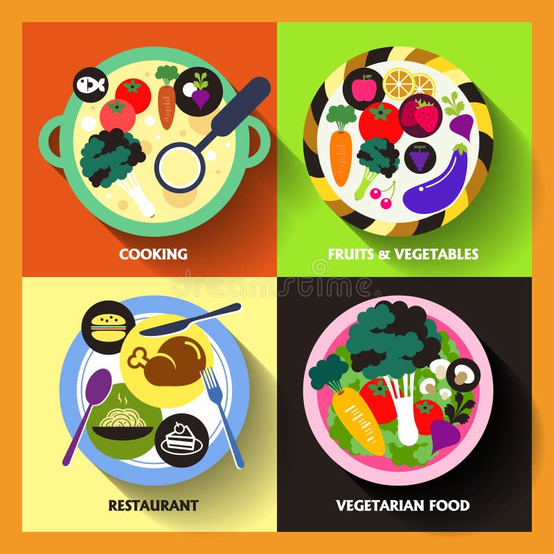 Icônes plates de conception pour la nourriture et le restaurant