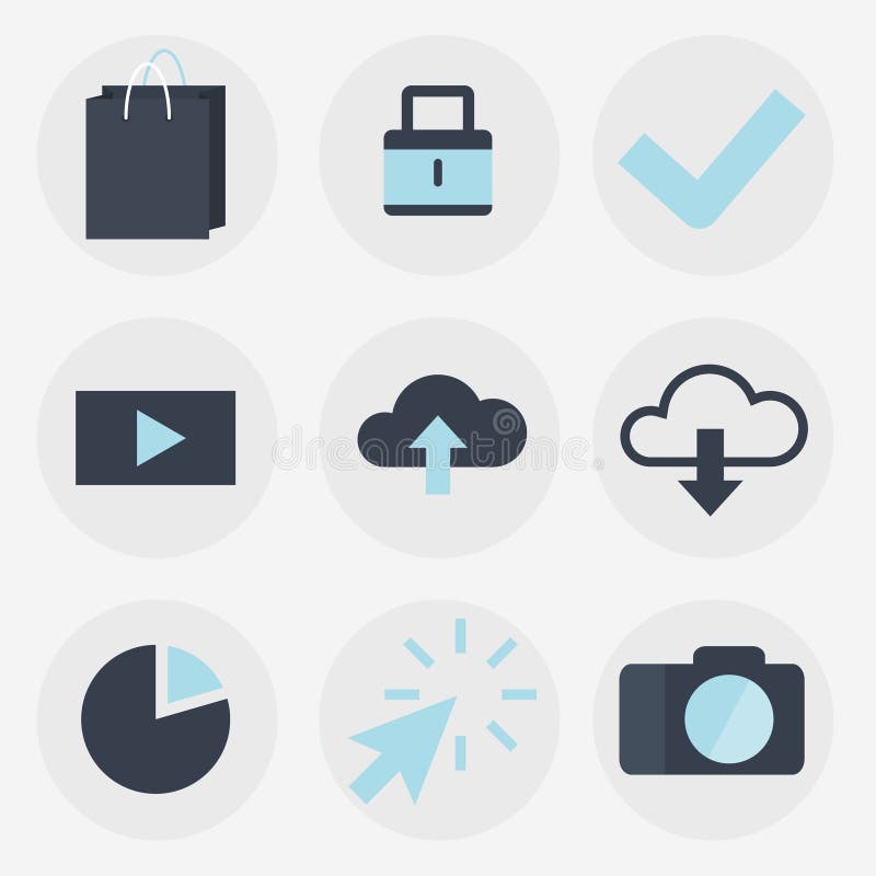 Icônes plates modernes collection, objets de web design, affaires, finances, bureau et articles de vente illustration stock Icônes plates modernes collection, objets de web design, affaires, finances, bureau et articles de vente illustration stock