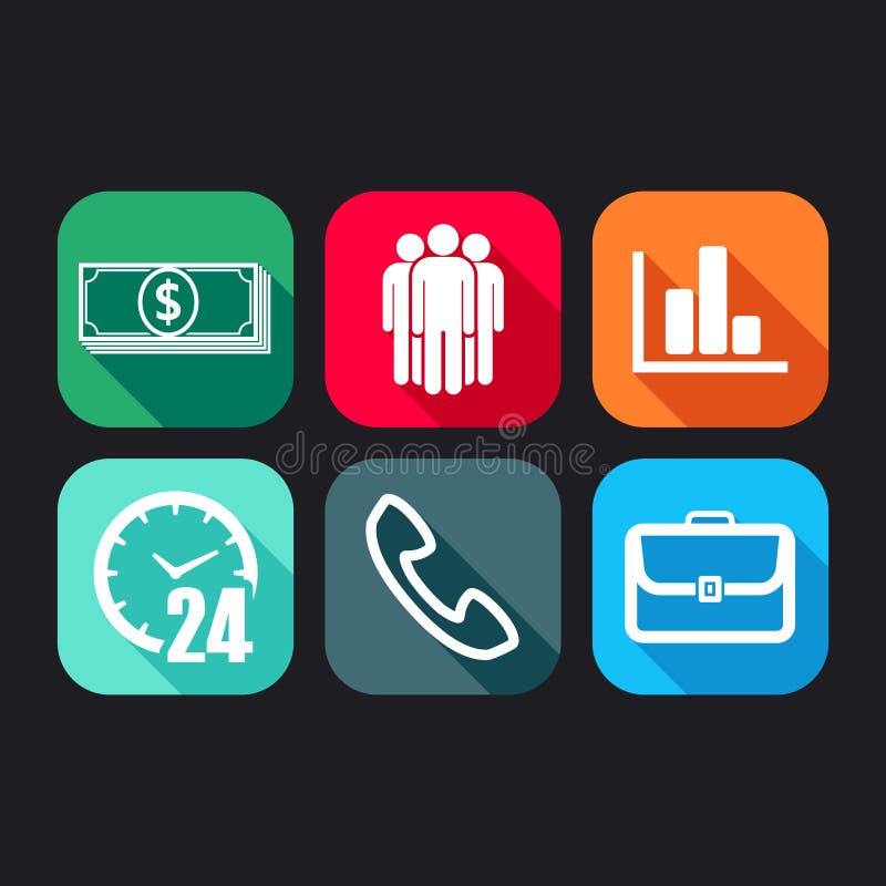 Icônes pour le Web et applications mobiles avec des signes d'affaires illustration libre de droits Icônes pour le Web et applications mobiles avec des signes d'affaires illustration libre de droits