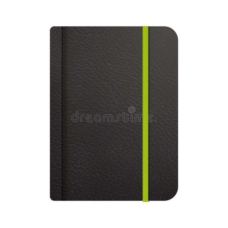 Icônes réalistes de bloc-notes en cuir noir Carnet élégant avec le repère pour votre projet de conception illustration stock Icônes réalistes de bloc-notes en cuir noir Carnet élégant avec le repère pour votre projet de conception illustration stock