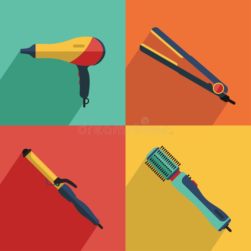 Icônes réglées des cheveux dénommant des icônes d'outils illustration libre de droits Icônes réglées des cheveux dénommant des icônes d'outils illustration libre de droits