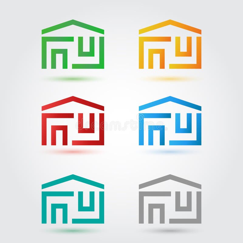 Icônes à la maison abstraites réglées en couleurs illustration stock Icônes à la maison abstraites réglées en couleurs illustration stock