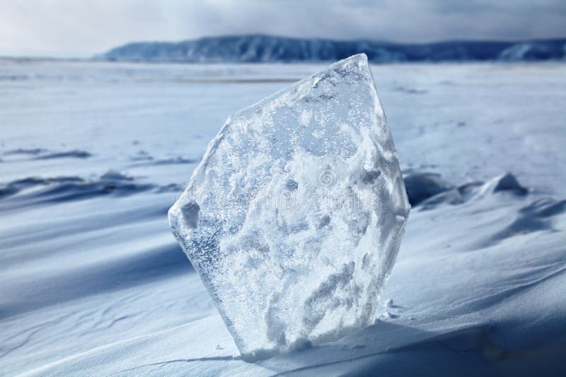 A Piece of Ice Lying on the Frozen Surface of Lake Baikal Stock Image ...