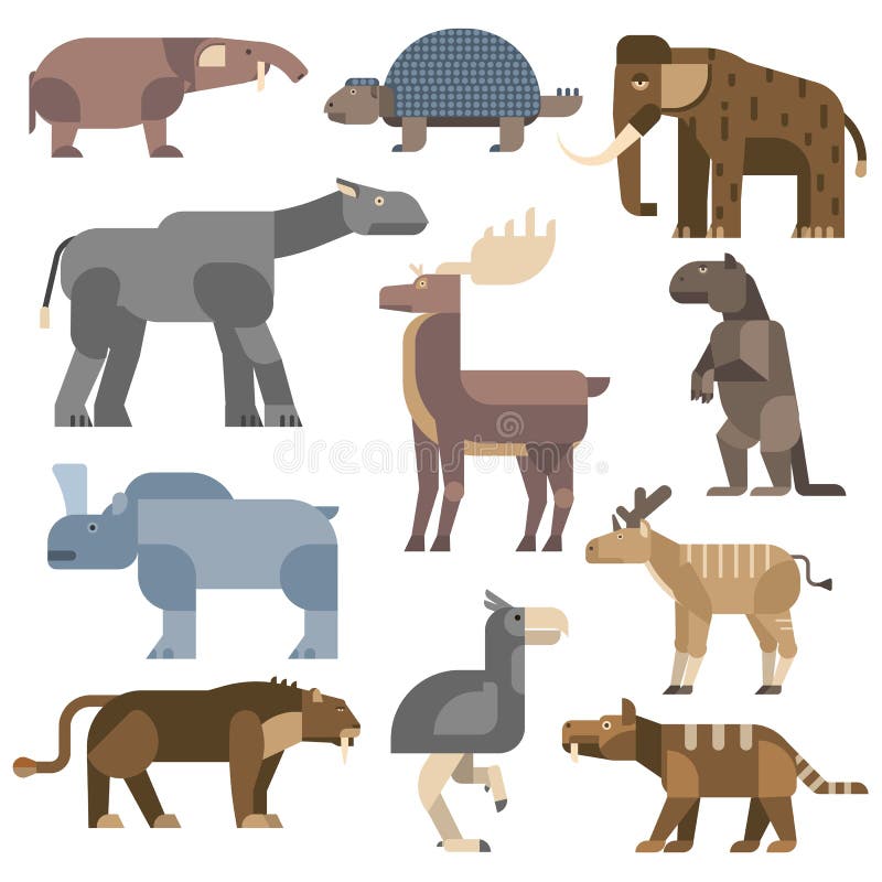 Ice Age Animals Vector Illustration. Stock Vector - Illustration of ...