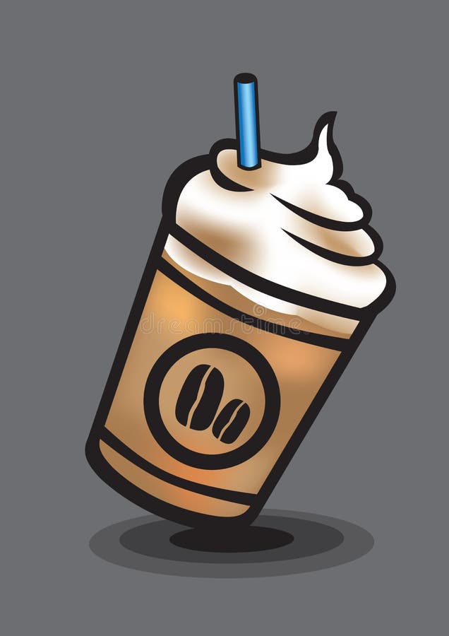 Ice Blended Coffee with Whip Cream Vector Illustration Stock Vector