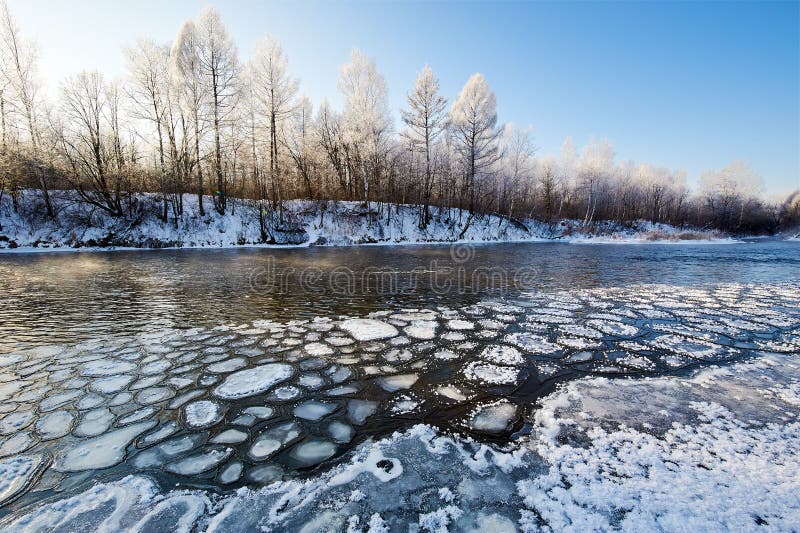 The ice block in the river