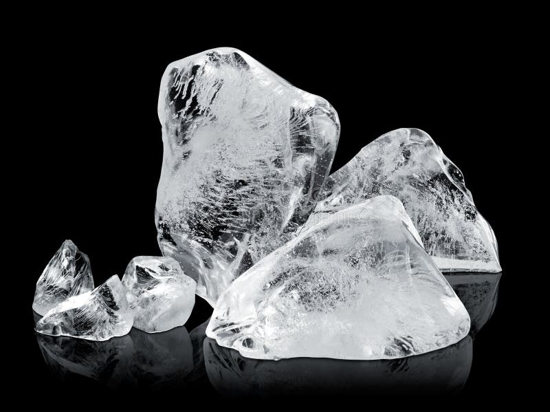 Ice blocks isolated on black background