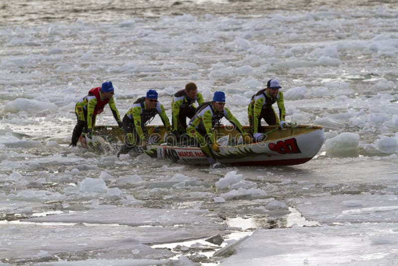 Ice Canoe Challenge Bota Bota Montreal Editorial Image Image of cold