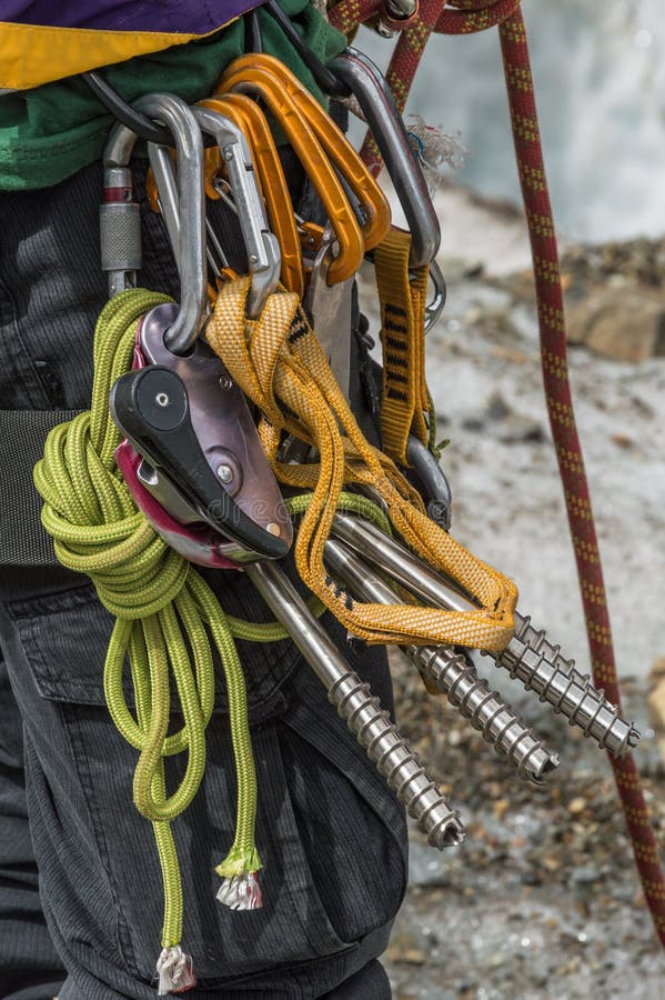 Ice Climber with the Equipmen Stock Image Image of danger, climbing