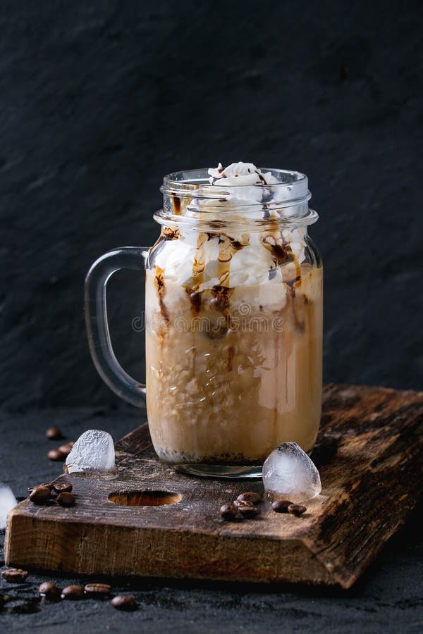 Ice coffee with cream stock images