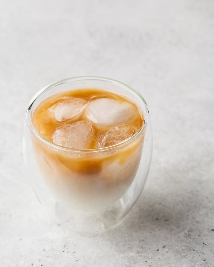 Ice Coffee with Milk in Glass. Ice Latte with Soy Milk Stock Image