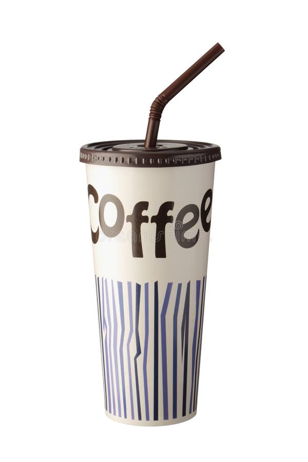Ice Coffee Paper Cup with Lid and Straw Stock Photo Image of