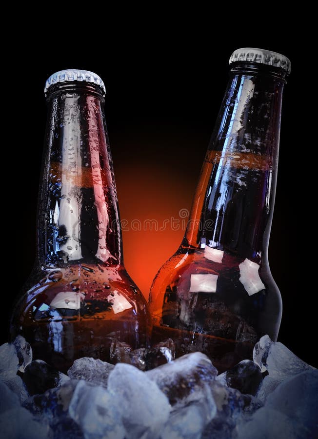 Ice Cold Class Beer Bottles on Black