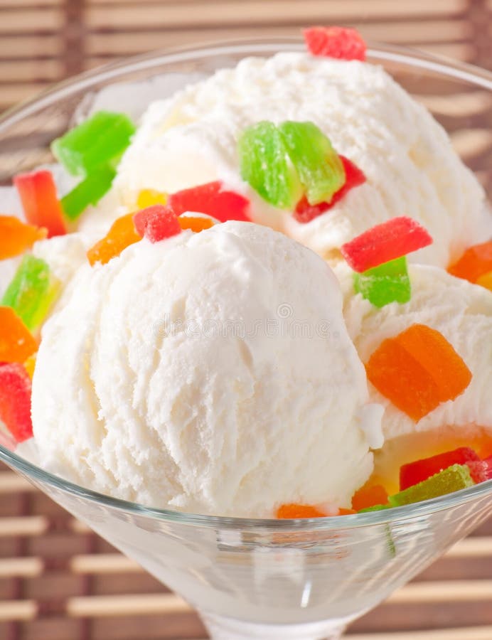 Ice Cream with Candied Fruit Stock Photo Image of ingredient, closeup