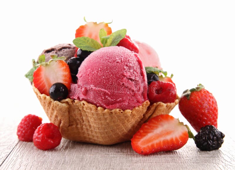 Ice cream and berry fruit