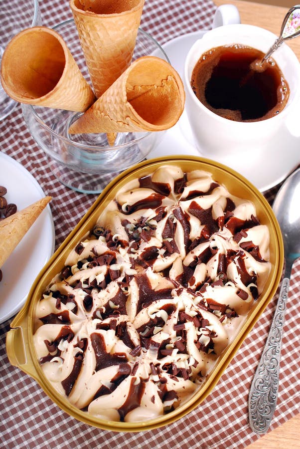 Ice Cream Box,coffee and Waffle Cones Stock Image Image of cappuccino