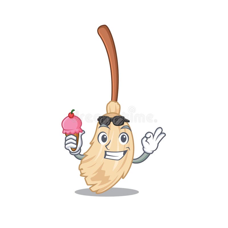 With Ice Cream Broom with the in Cartoon Shape Stock Vector