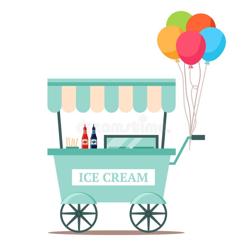 Ice Cream Cart with Frozen Sweet Food on White Stock Vector - Illustration of colorful, flat: 188127220 Ice Cream Cart with Frozen Sweet Food on White Stock Vector - Illustration of colorful, flat: 188127220