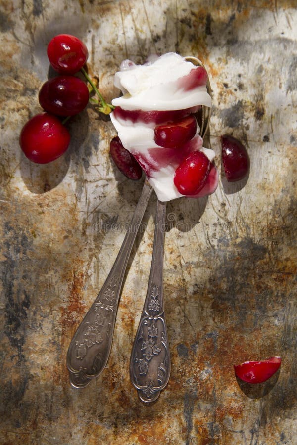 Ice cream with cherries