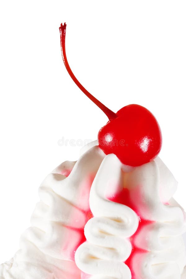 Ice cream with cherries close-up. Ice cream with cherries close-up
