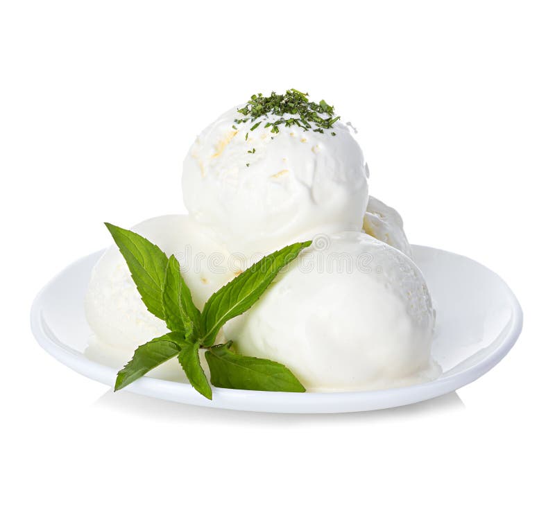 Ice cream close-up isolated on a white background. Serve vanilla stock images, royalty-free photos and pictures