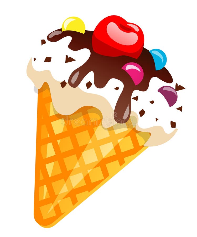 Colorful 3 Ball Cone Ice Cream Set Stock Illustration - Download Image Now  - Banner - Sign, Brown, Cherry - iStock
