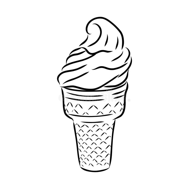 Ice Cream Cone Doodle Ice Cream Vector Stock Vector Illustration of refreshment, contour