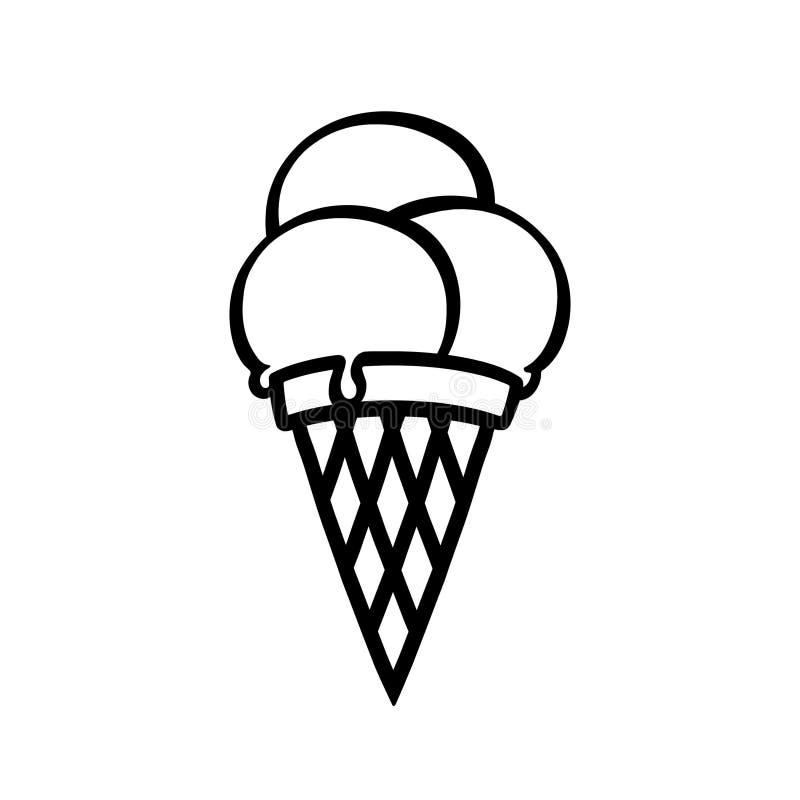 Ice Cream Cone Outline Illustration Stock Illustration Illustration Of White Creamy