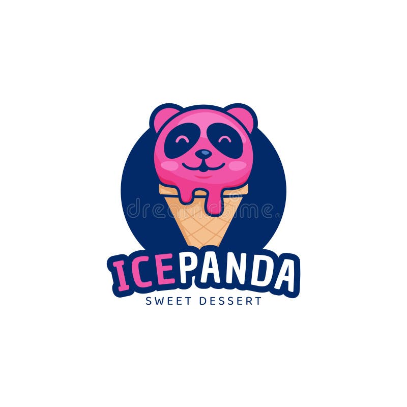 Ice cream cone panda logo, ice cream with panda head icon logo illustration mascot vector royalty free illustration