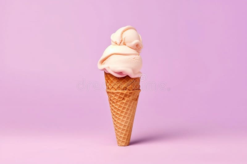 Ice Cream Cone Sweet Dessert Studio Shot on Pastel. Generative AI Stock