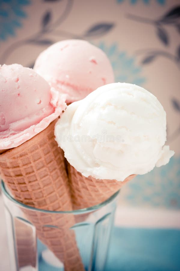 Ice cream cones in cup stock photo. Image of close, assorted 58041772