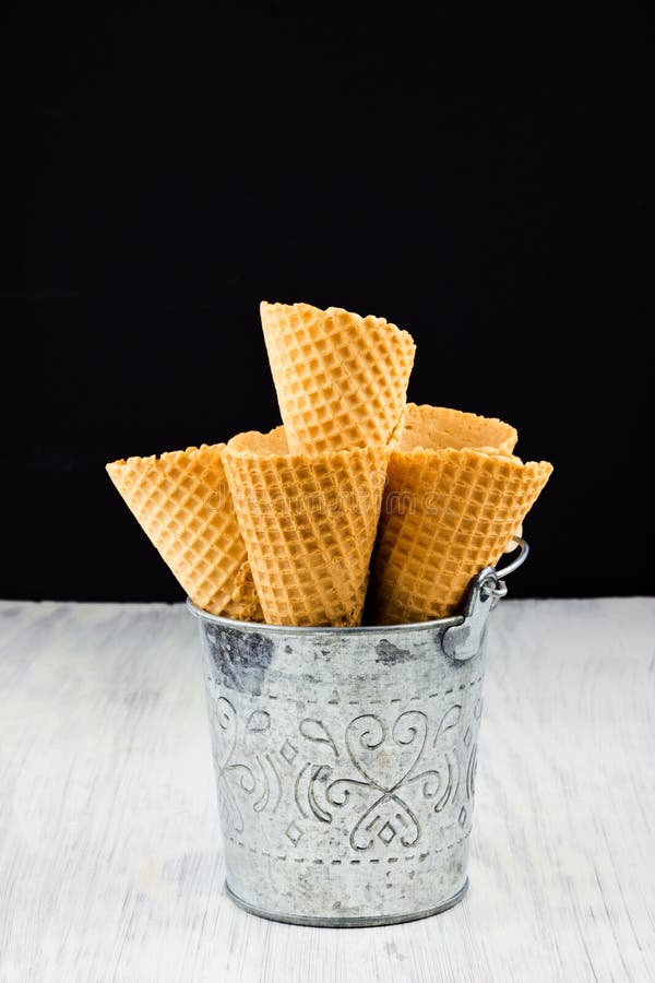 Ice Cream Cones In A Metal Bucket Stock Image Image of filled, ball 40770719