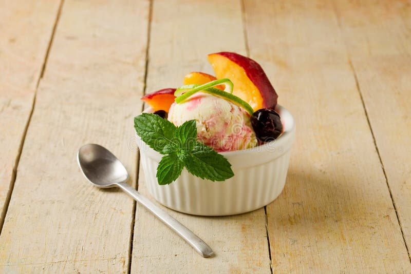 Ice Cream cup with fruits