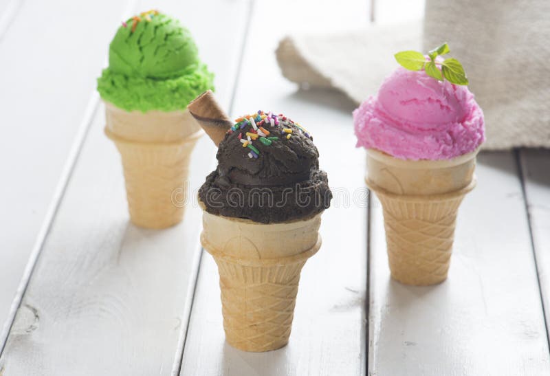 Ice cream with decorations stock photo. Image of dessert 62825994
