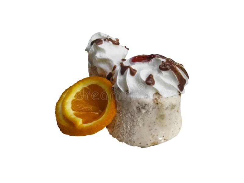 Ice Cream Dessert with Orange Slice in a Dish Stock Photo Image of