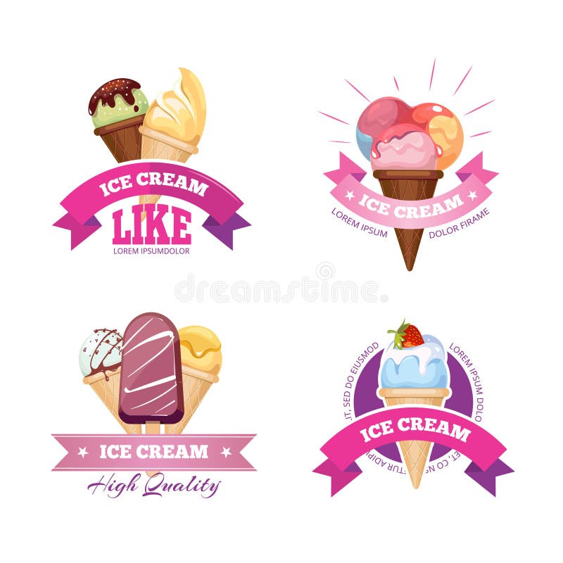 Ice cream emblems badges labels vector set royalty free illustration Ice cream emblems badges labels vector set royalty free illustration