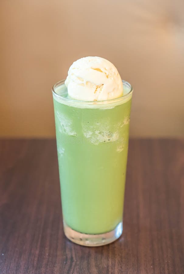 Ice Cream Float with Green Tea Frappe Stock Image Image of white