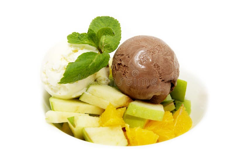 Ice cream and fruit