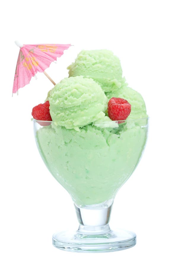 Ice cream in glass bowl