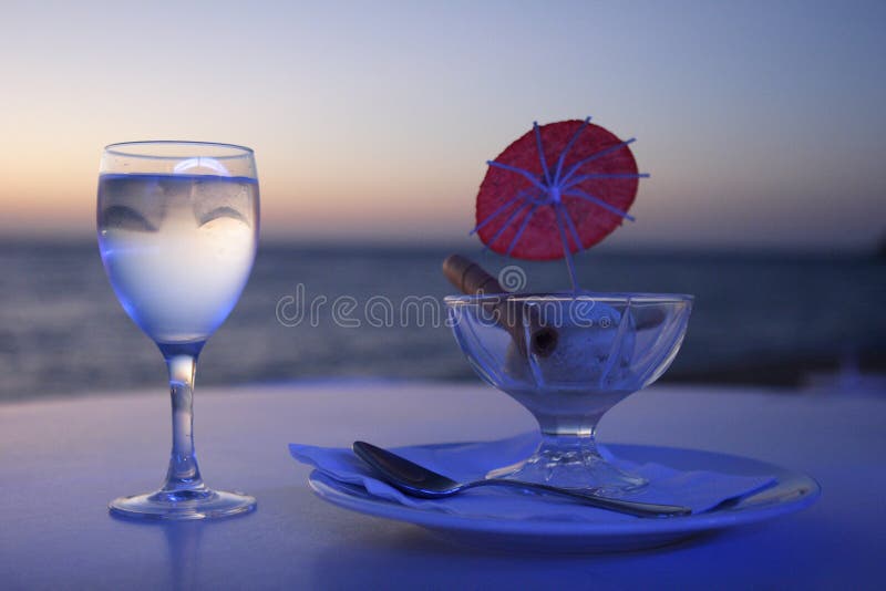 Ice cream and glass of water