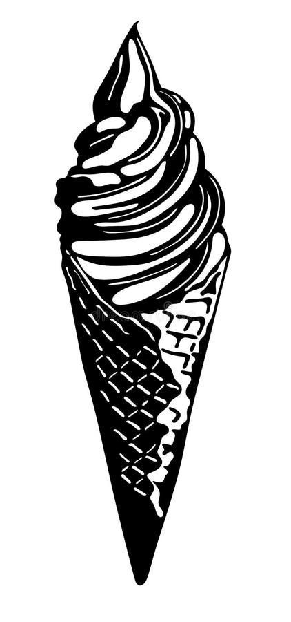 Ice Cream. Ice Cream Logo on a White Background. Black and White ...